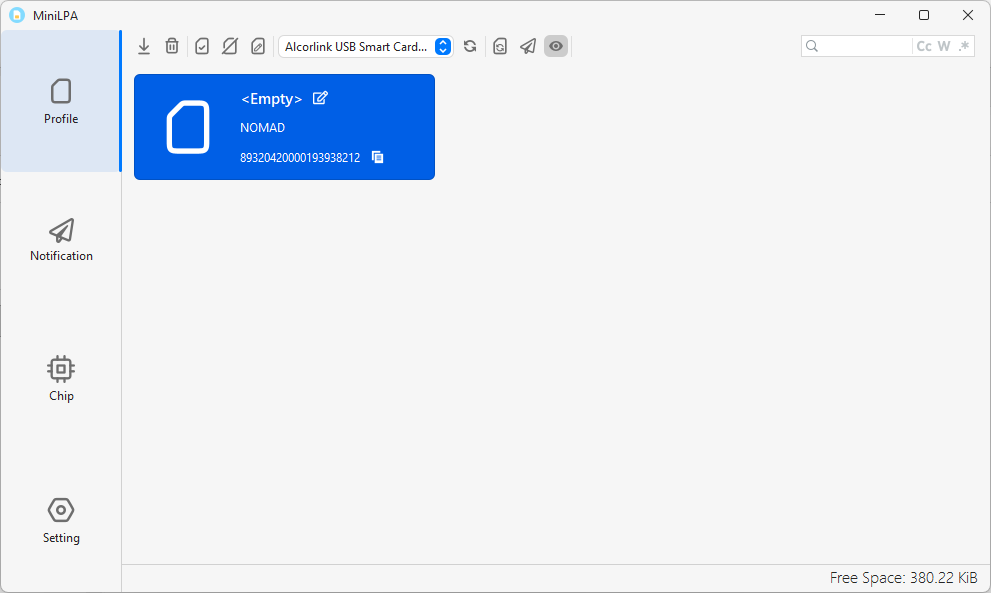 écran principal de MiniLPA